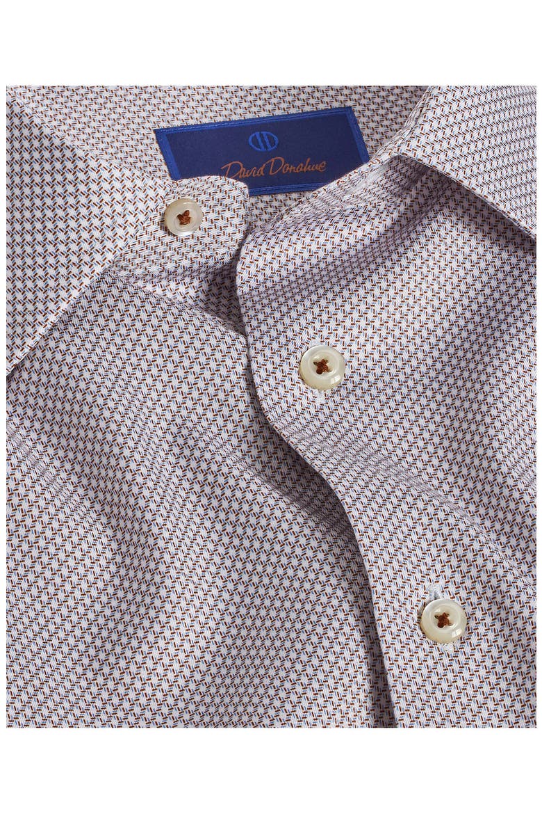 Trim Fit Micro Print Dress Shirt, Alternate, color, CHOCOLATE/ SKY