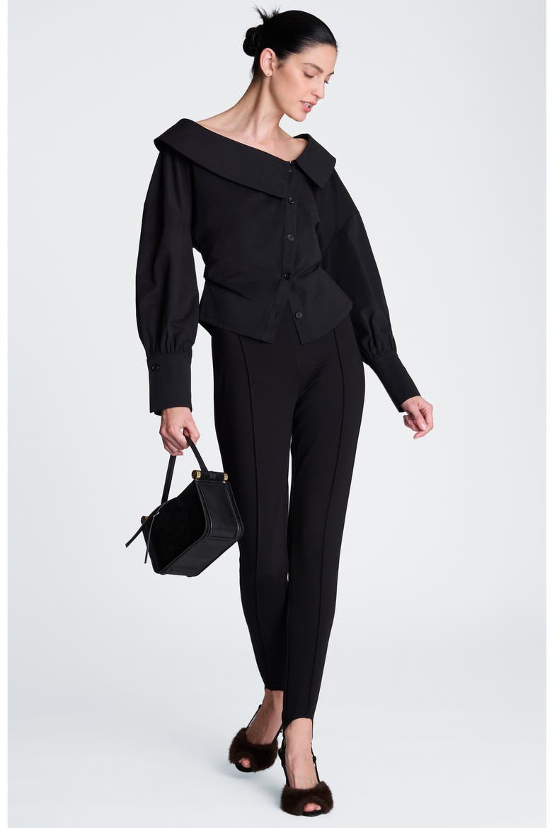 Asymmetric Button Down Shirt, Alternate, color, BLACK