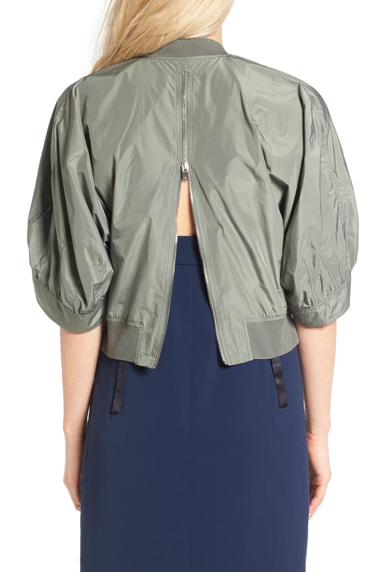 Crop Bomber Jacket, Alternate, color, OLIVE