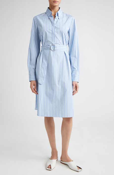 Akris punto Stripe Long Sleeve Cotton Poplin Shirtdress
