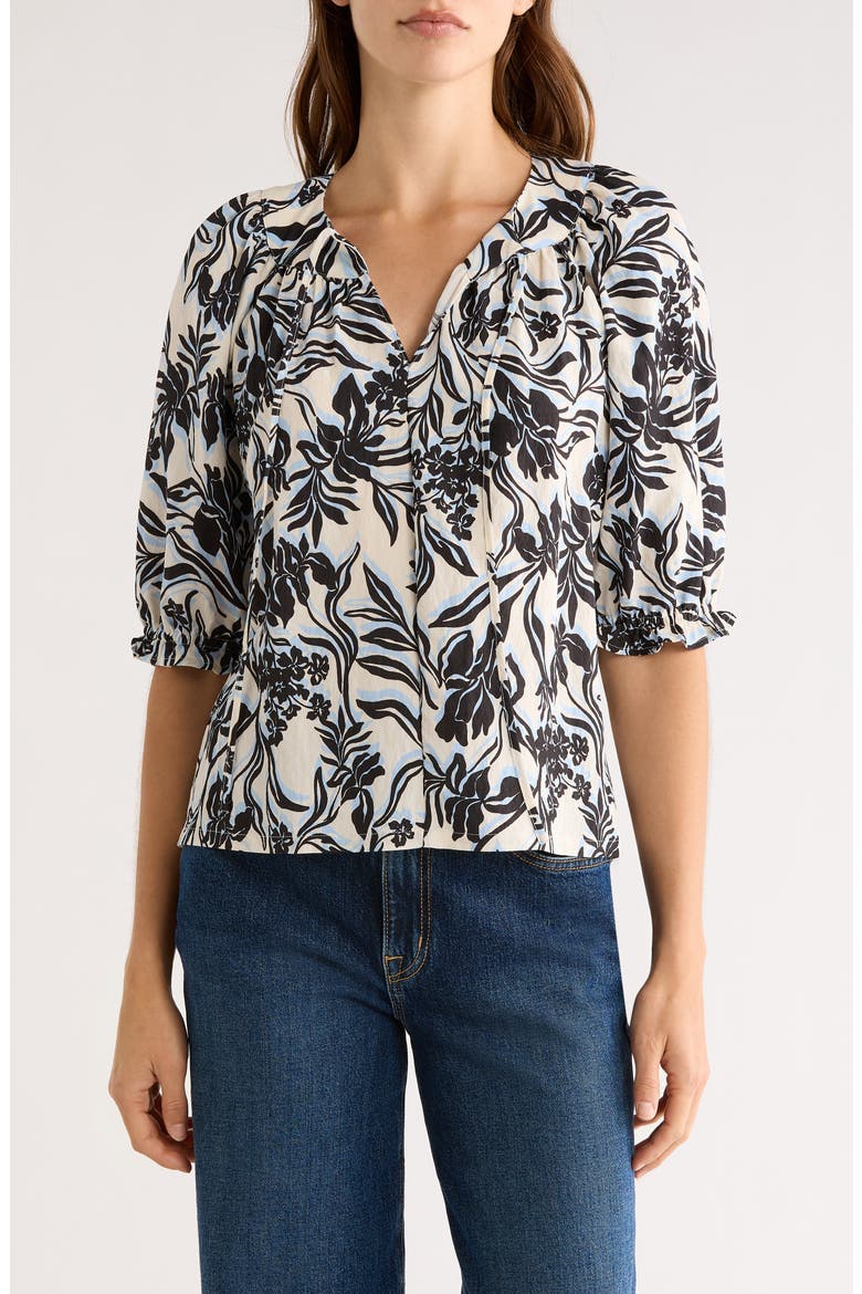 Belina Floral Three-Quarter Sleeve Top, Main, color, ZINYA