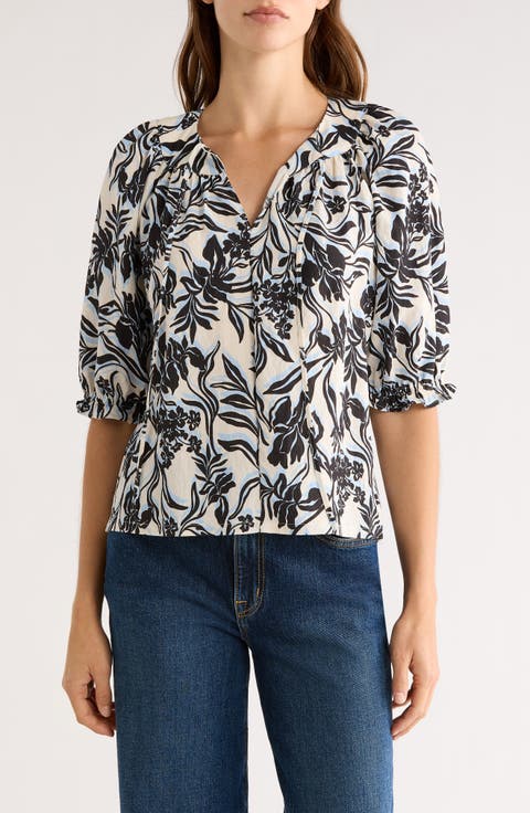 Belina Floral Three-Quarter Sleeve Top