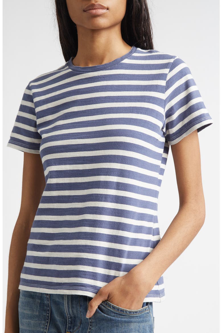 Lana Crewneck T-Shirt, Alternate, color, FRENCH BLUE/ OFF WHITE STRIPE