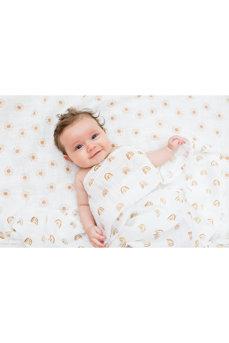 Cotton Muslin Swaddles 2 Pack, Alternate, color, Rainbow/Suns