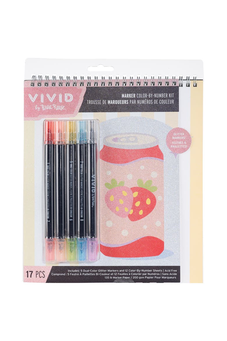 Marker Color by Number Kit Glitter, Main, color, Multicolored