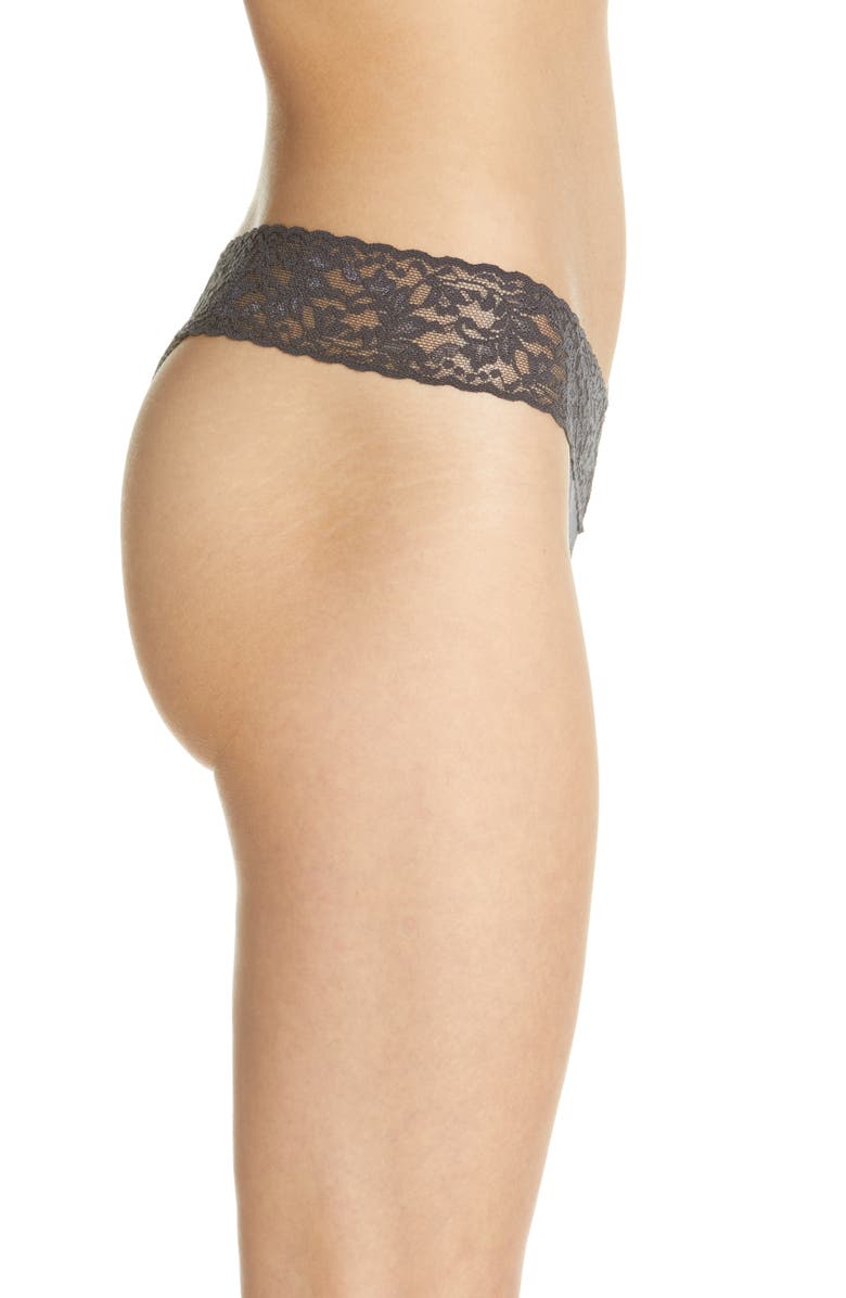 Hanky Panky Cotton & Stretch Lace Original Rise Thong, Alternate, color, 