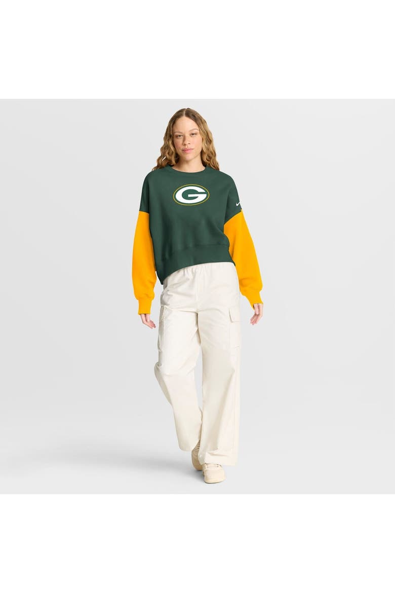 Women's Nike Green Green Bay Packers Oversized Color-Block Pullover Sweatshirt, Alternate, color, Green