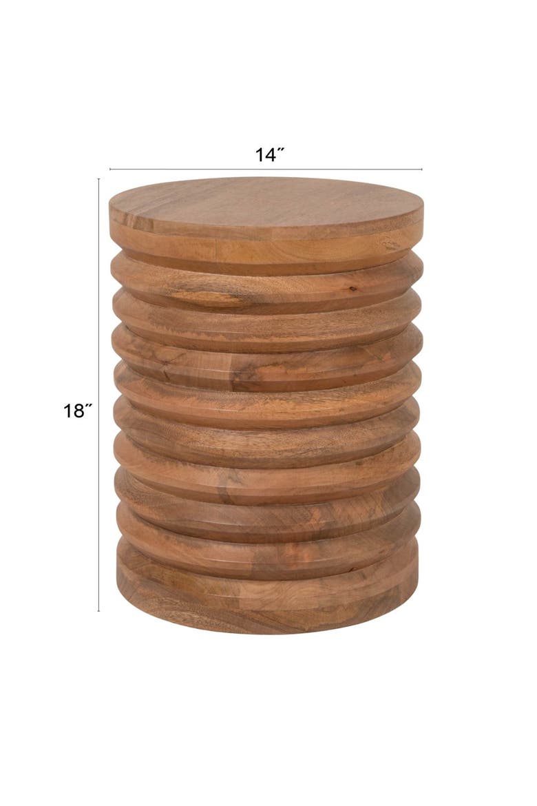 Round Ribbed Side Table, Alternate, color, Brown