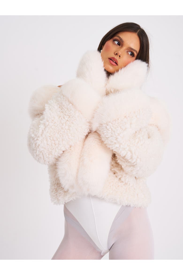Katia Faux Fur Mittens, Alternate, color, White