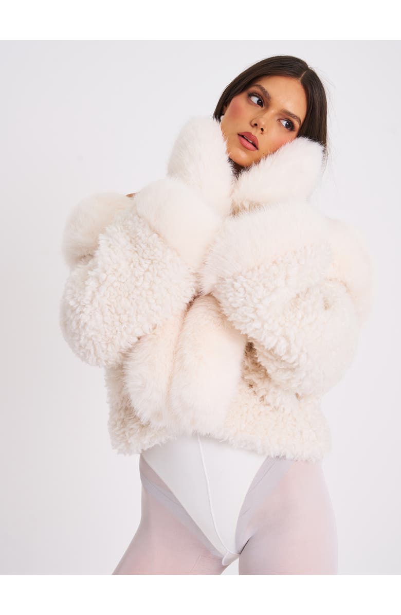 Miss Circle Katia Faux Fur Mittens, Alternate, color, White