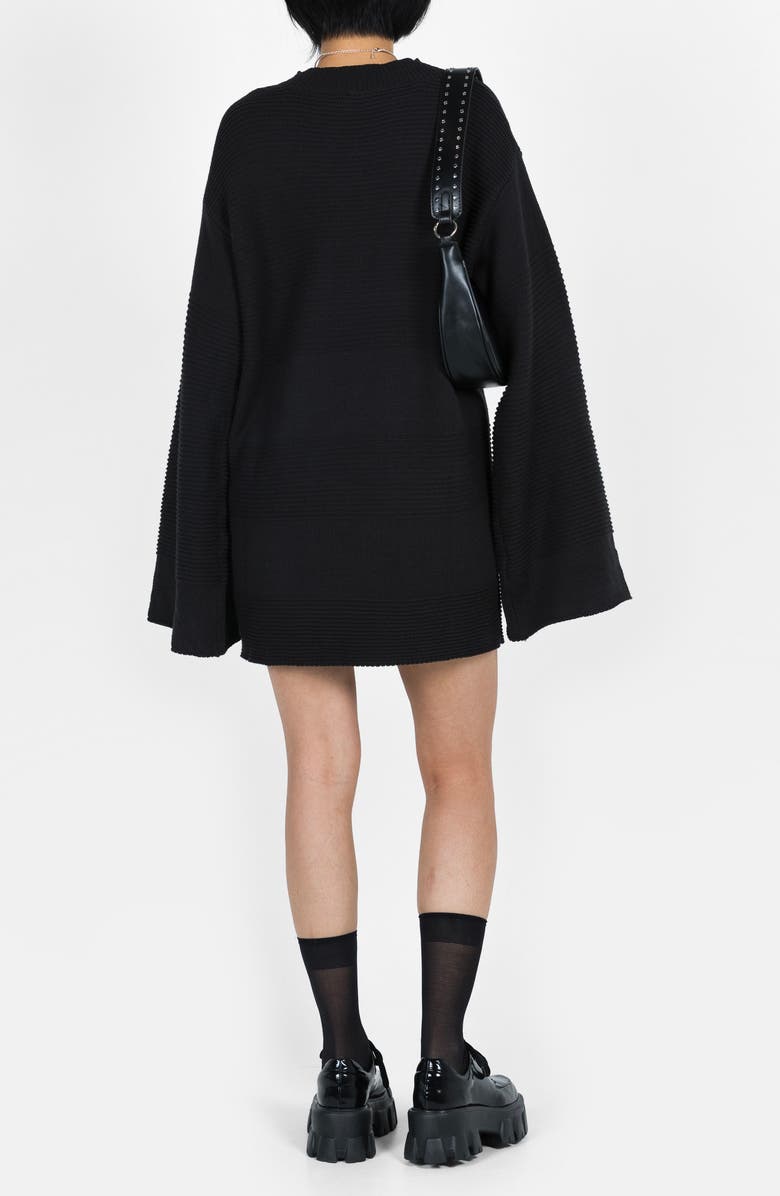 Princess Polly Cheyenne Ottoman Stitch Long Sleeve Sweater Minidress, Alternate, color, Black