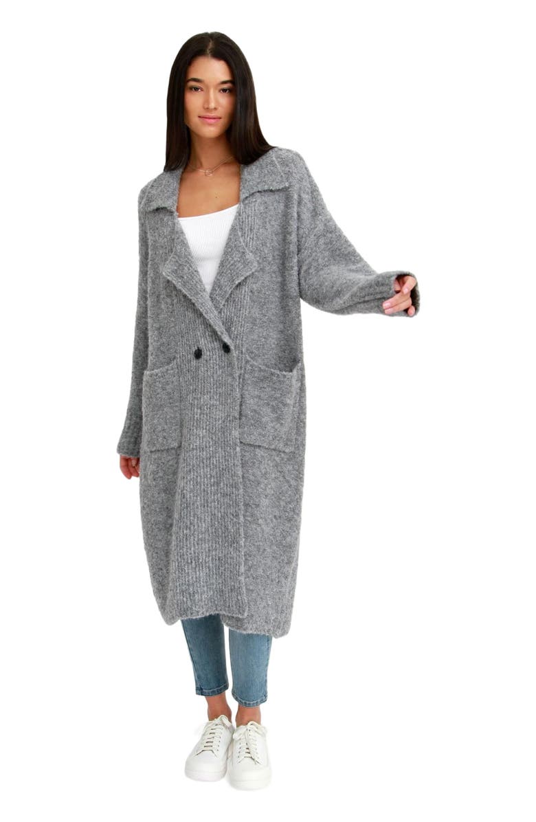 Belle & Bloom Born To Run Sustainable Sweater Coat, Alternate, color, Grey
