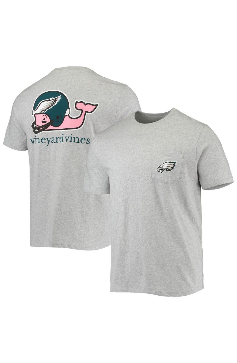 vineyard vines Men's Vineyard Vines Heathered Gray Philadelphia Eagles Team Whale Helmet T-Shirt, Main, color, 