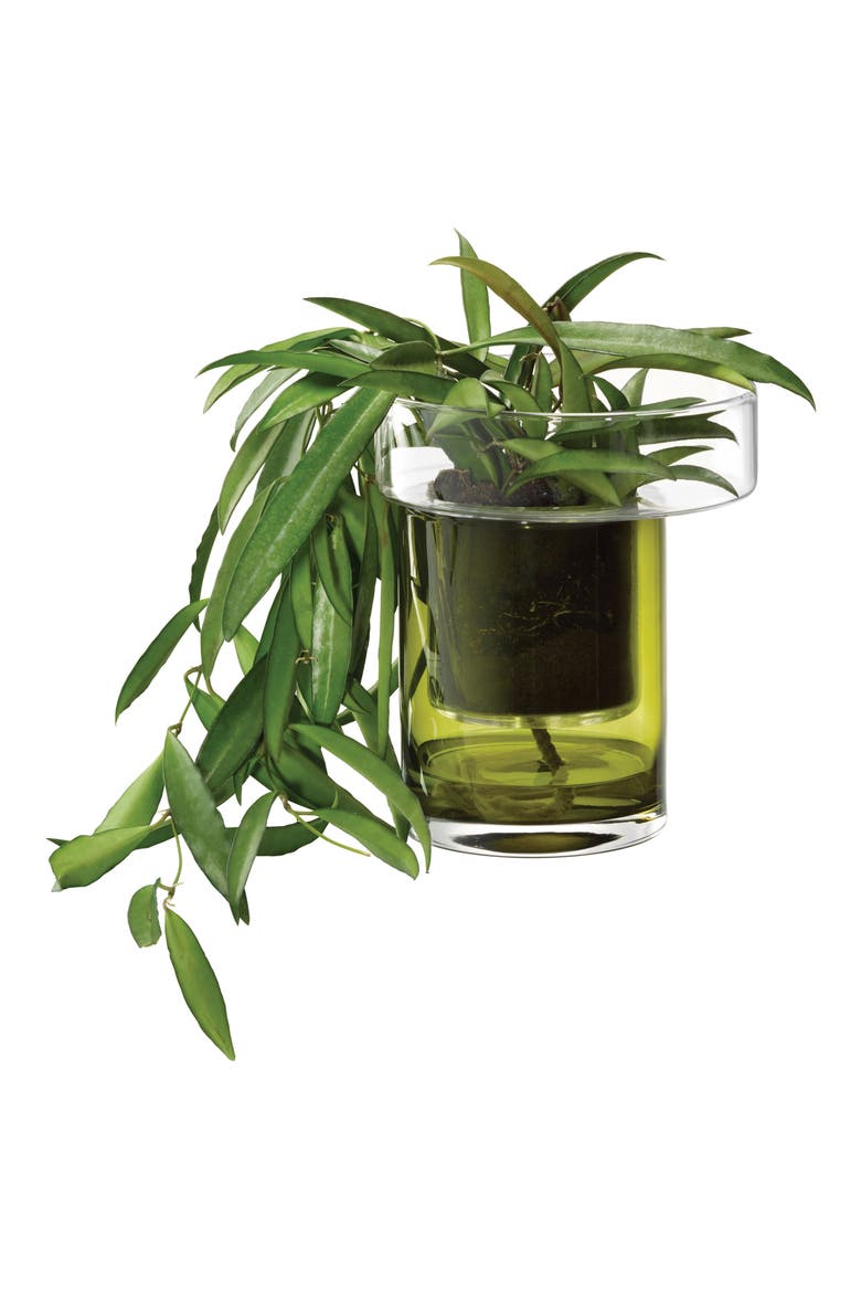 Balcony Self Watering Glass Planter, Alternate, color, GREEN