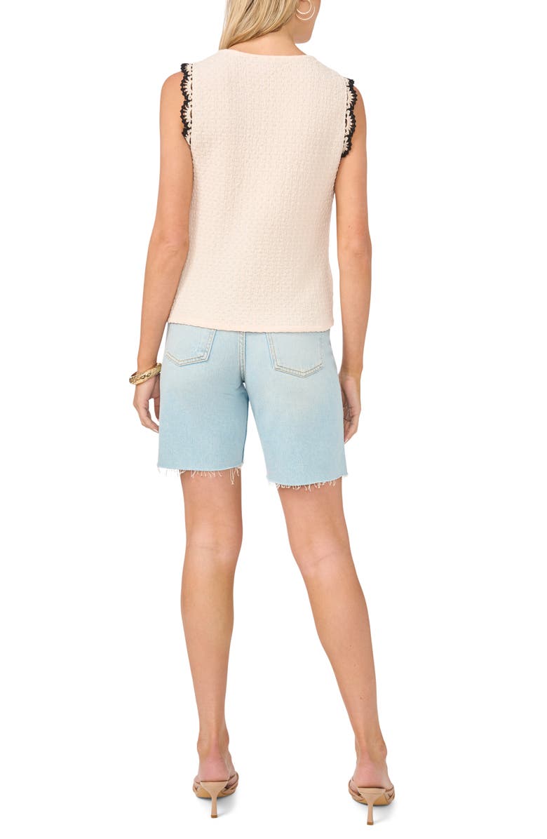 Vince Camuto Scallop Tweed Sleeveless Top, Alternate, color, Soft Cream