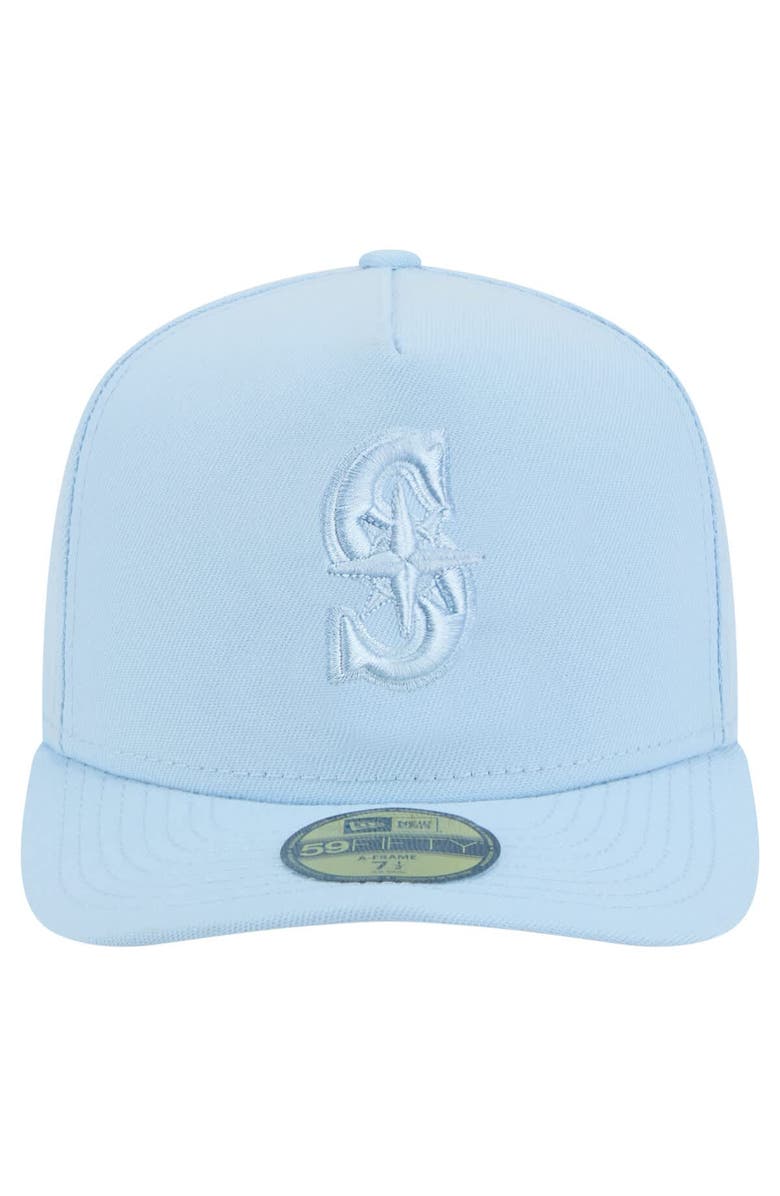 New Era Men's New Era  Light Blue Seattle Mariners Color Pack A-Frame 59FIFTY Fitted Hat, Alternate, color, 