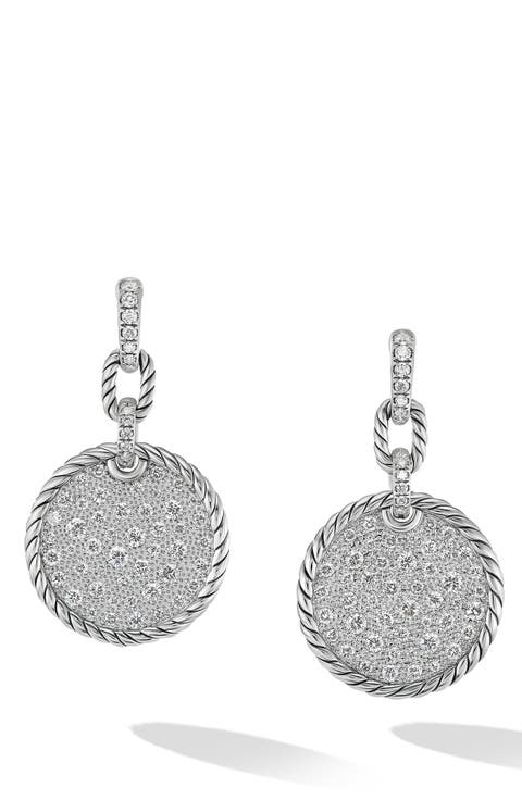 Elements® Pavé Plate Diamond Drop Earrings