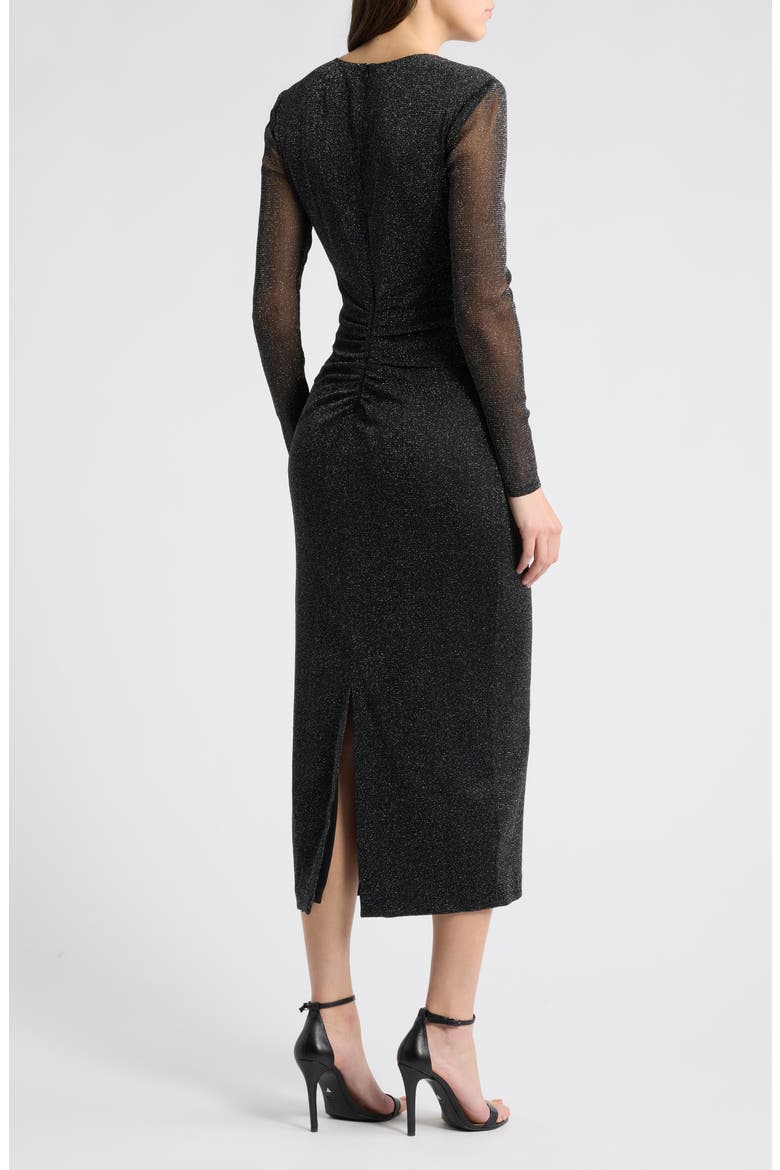 Glitter Long Sleeve Body-Con Dress, Alternate, color, BLACK