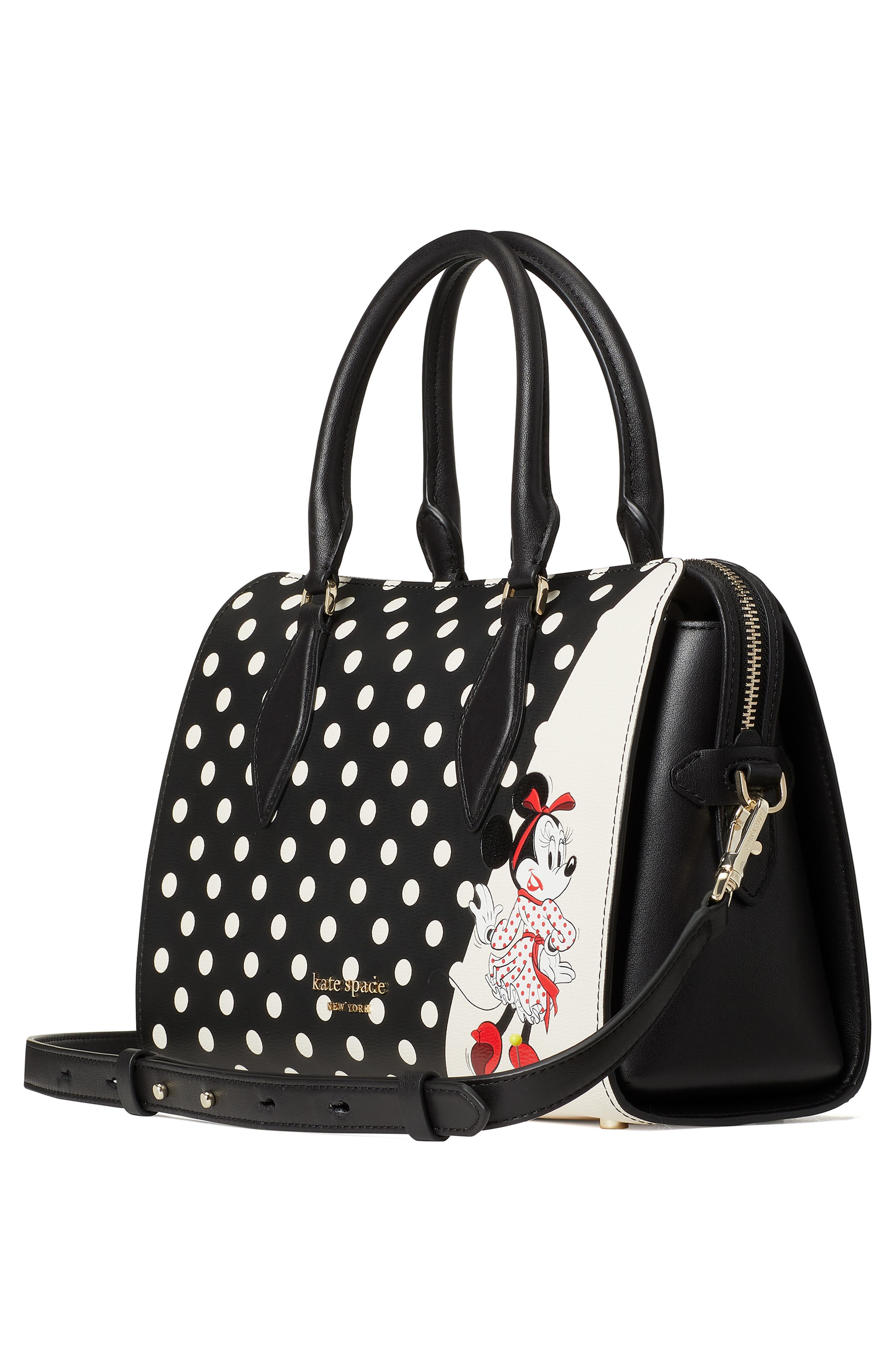 Kate Spade New York x disney minnie mouse faux leather satchel, Alternate, color, Black Multi