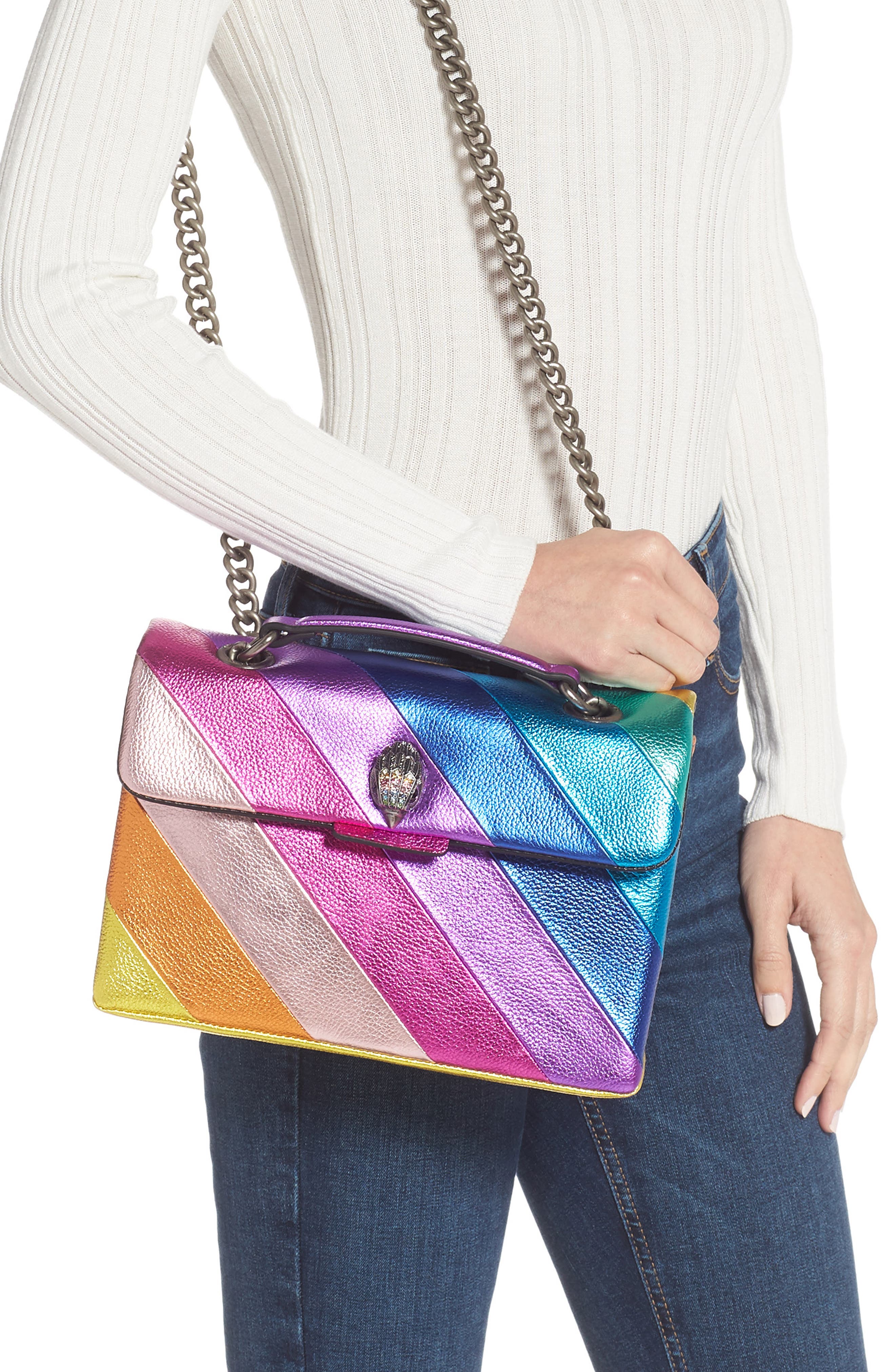 Kurt Geiger London Kensington Leather Convertible Shoulder Bag, Alternate, color, Pink Multi