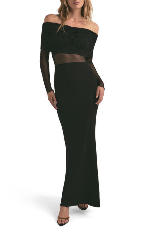 The New Era Off the Shoulder Long Sleeve Jersey Maxi Dress