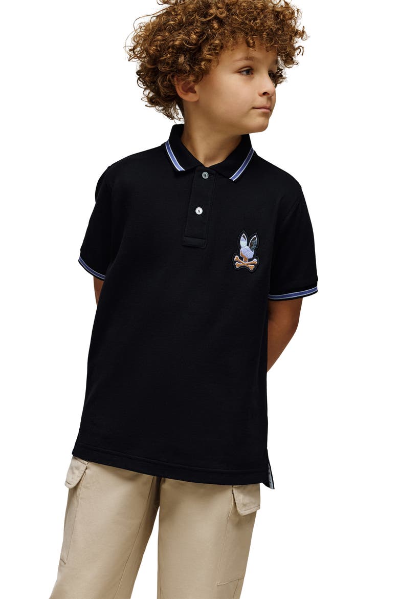 Kids' Dante Pima Cotton Piqué Polo, Alternate, color, BLACK