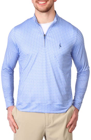 Tailorbyrd Diamond Perforated Performance Quarter Zip Golf Pullover In Blue