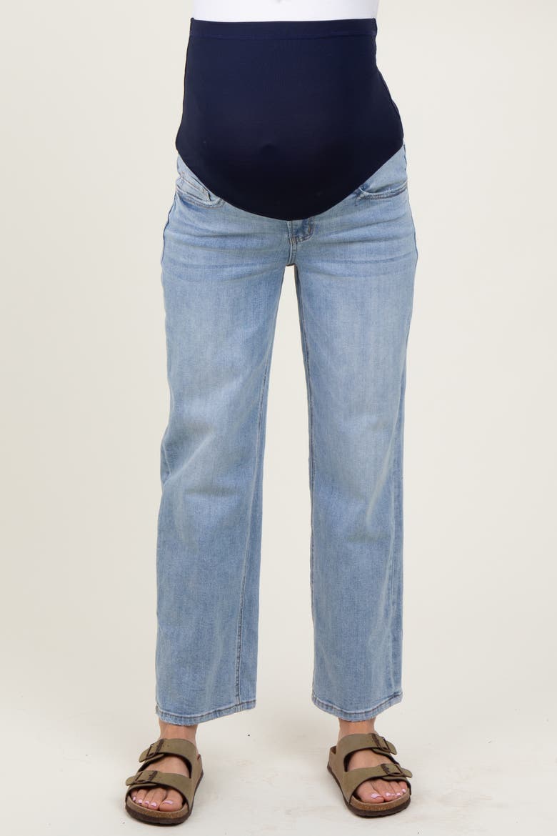Straight Leg Ankle Maternity Jeans, Alternate, color, Blue