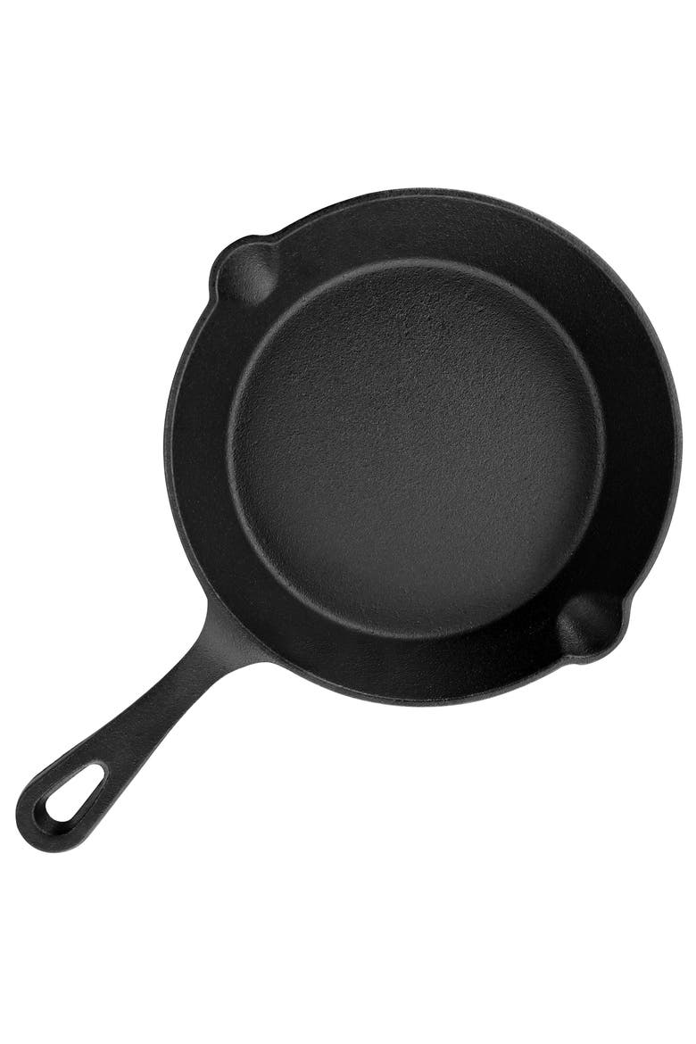 8 Inch Round Preseasoned Cast Iron Frying Pan, Alternate, color, Black