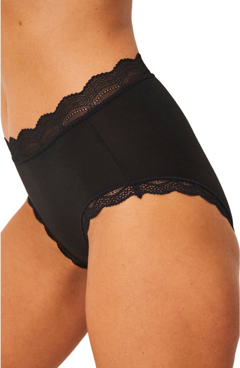 Stripe & Stare High Rise Knicker Four Pack, Alternate, color, Black