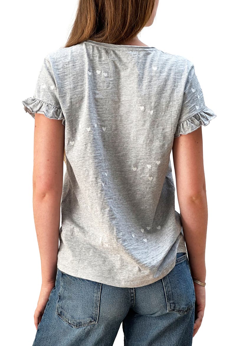 Heart Cluster Embroidered T-Shirt, Alternate, color, HEATHER GREY