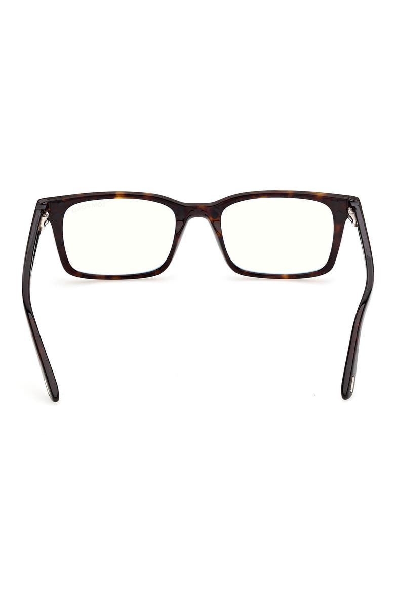 53mm Rectangular Blue Light Blocking Glasses with Clip-On Sun Lens, Alternate, color, SHINY DARK HAVANA WITH ROSE G