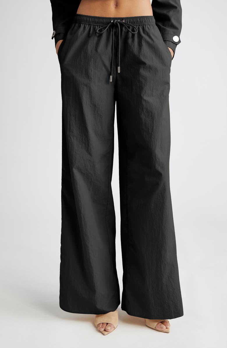 L'AGENCE Valkyrie Snap Accent Drawstring Waist Pants, Main, color, Black