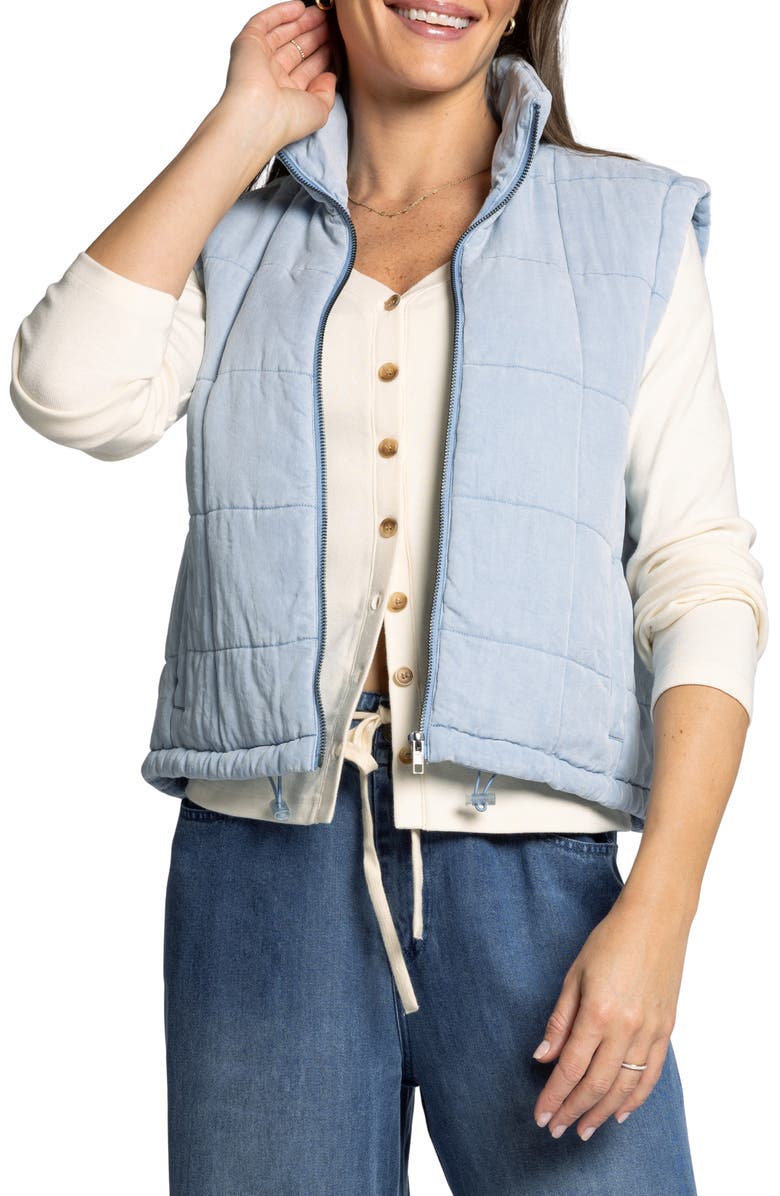 Thread & Supply Brina Quilted Denim Zip-Up Vest, Main, color, Light Denim