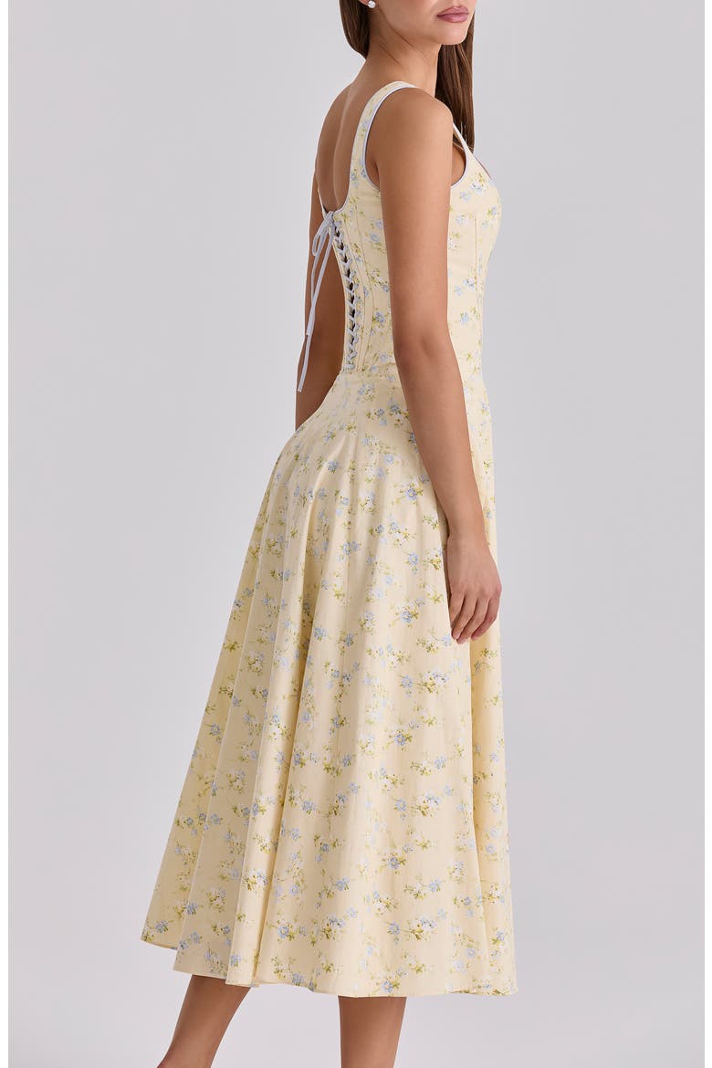 Jaime Floral Stretch Cotton Dress, Alternate, color, LEMON FLORAL