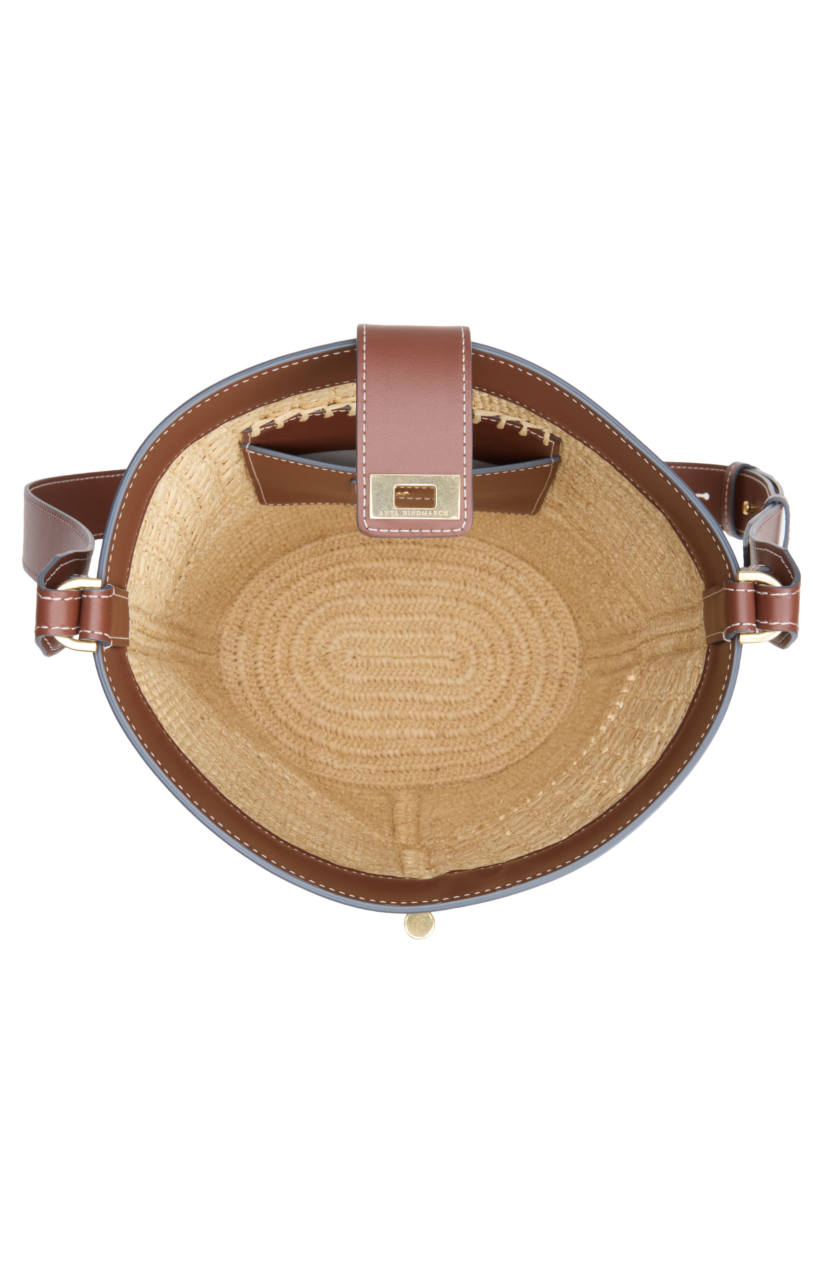Raffia Patchwork Bucket Bag, Alternate, color, NATURAL