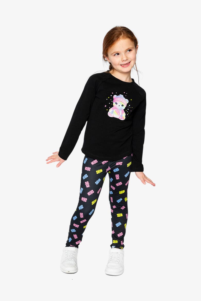 Gummy Bears Elastic Waistband Leggings, Alternate, color, Black Printed Gummy Bears