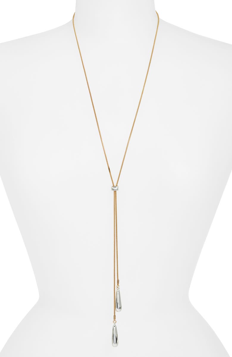 Nordstrom Double Droplet Lariat Necklace, Alternate, color, 