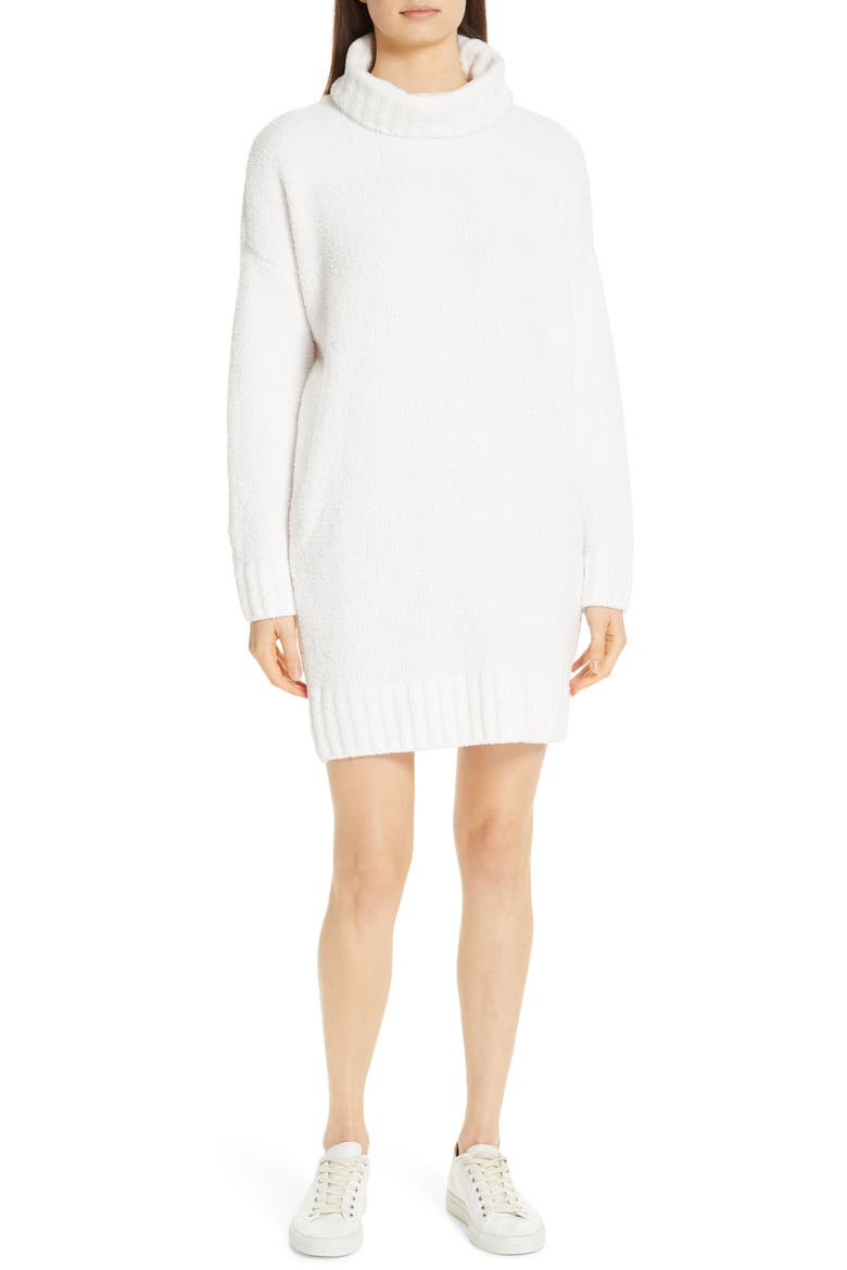 Chenille Turtleneck Sweater Dress, Main, color, CHALK