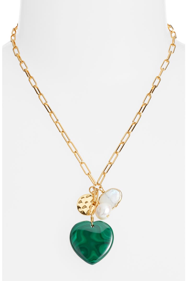 Heart Charm Necklace, Alternate, color, GREEN