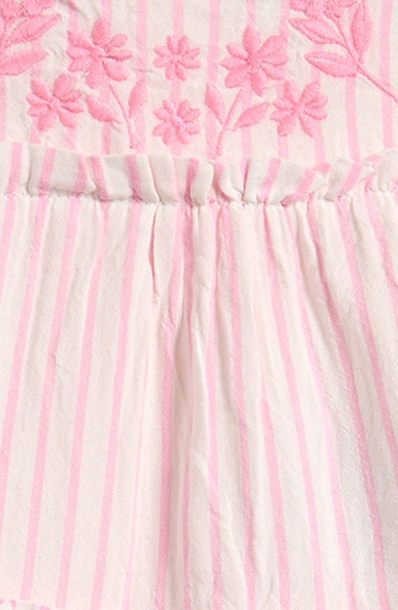 Mini Boden Tiered Ruffle Cotton Dress, Alternate, color, Pink Embroidered Stripe
