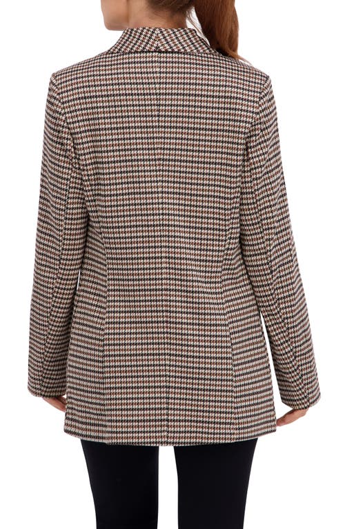 Ookie & Lala Oversize Houndstooth Shawl Collar Blazer In Brown