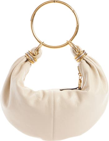 【関税・送料込み】Chloe' Leather Hobo Bracelet Bag Chloé Large Bracelet Hobo Bag In Grained Leather With Studs