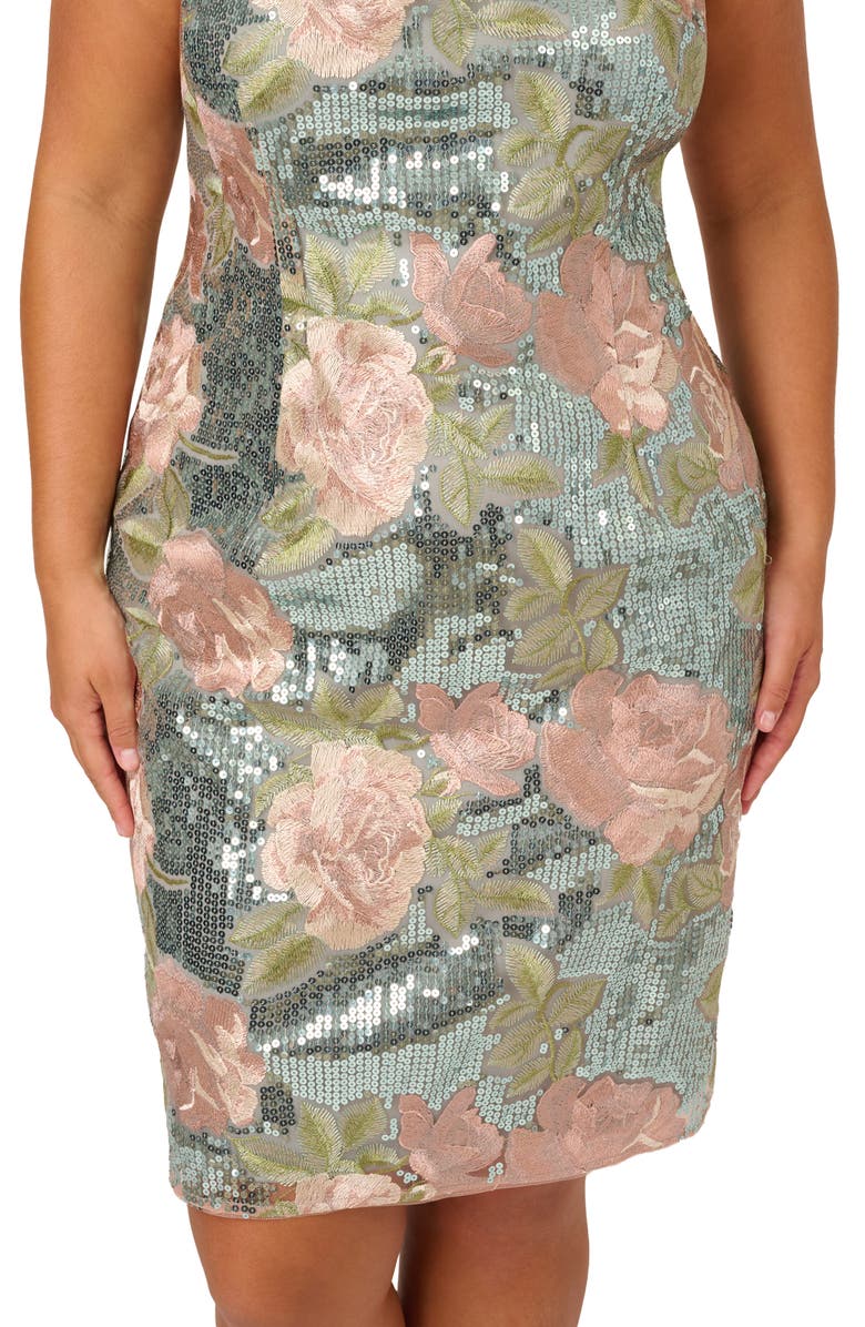 Adrianna Papell Sequin Embroidery Sheath Cocktail Dress, Alternate, color,