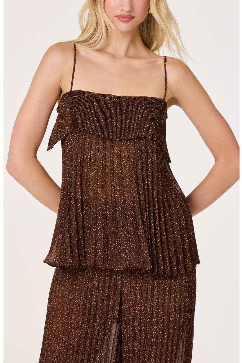 Jantine Pleated Top, Main, color, BROWN POLKADOT