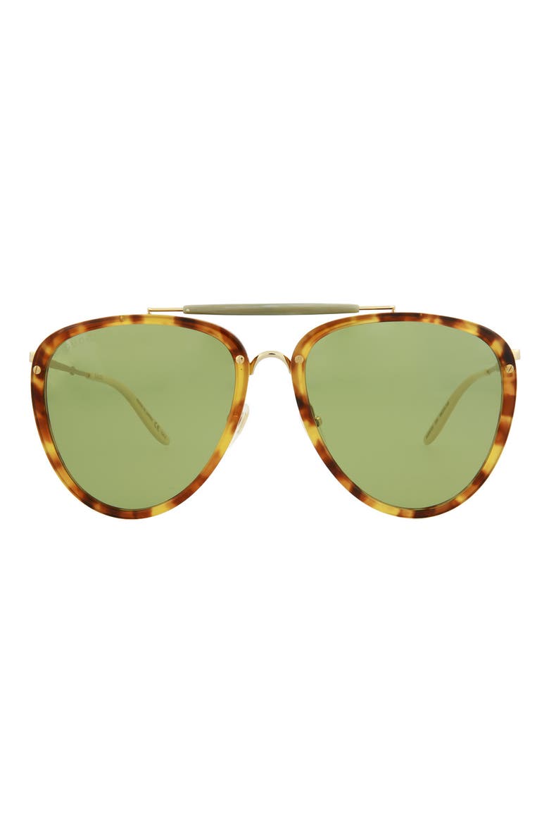 58mm Aviator Sunglasses, Main, color, HAVANA GOLD GREEN