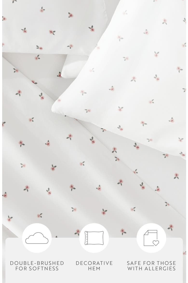 Kaycie Gray Ditsy Floral Microfiber Sheet Set, Alternate, color, PINK DITSY