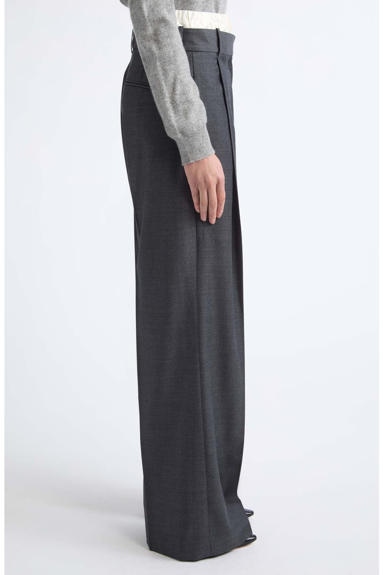 Boxer Waist Wool Wide Leg Pants, Alternate, color, DARK GREY MELANGE