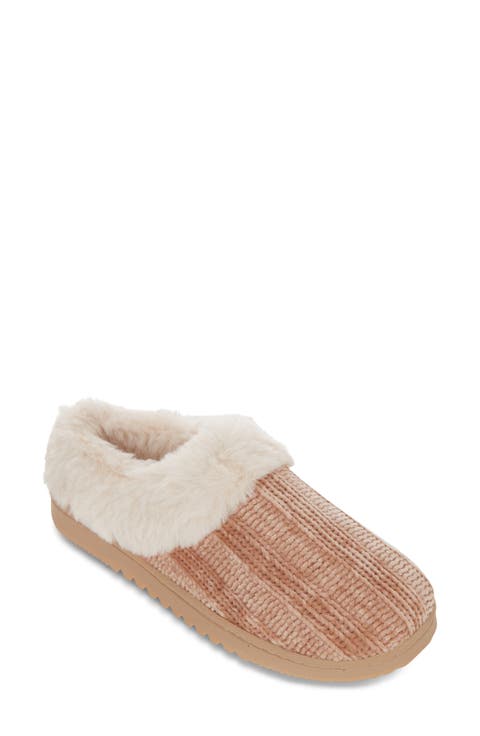 Chenille Faux Shearling Lined Slipper