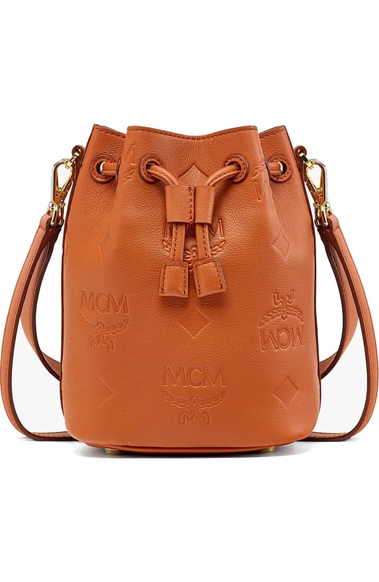 MCM Mini Dessau Drawstring Leather Bucket Bag, Main, color,